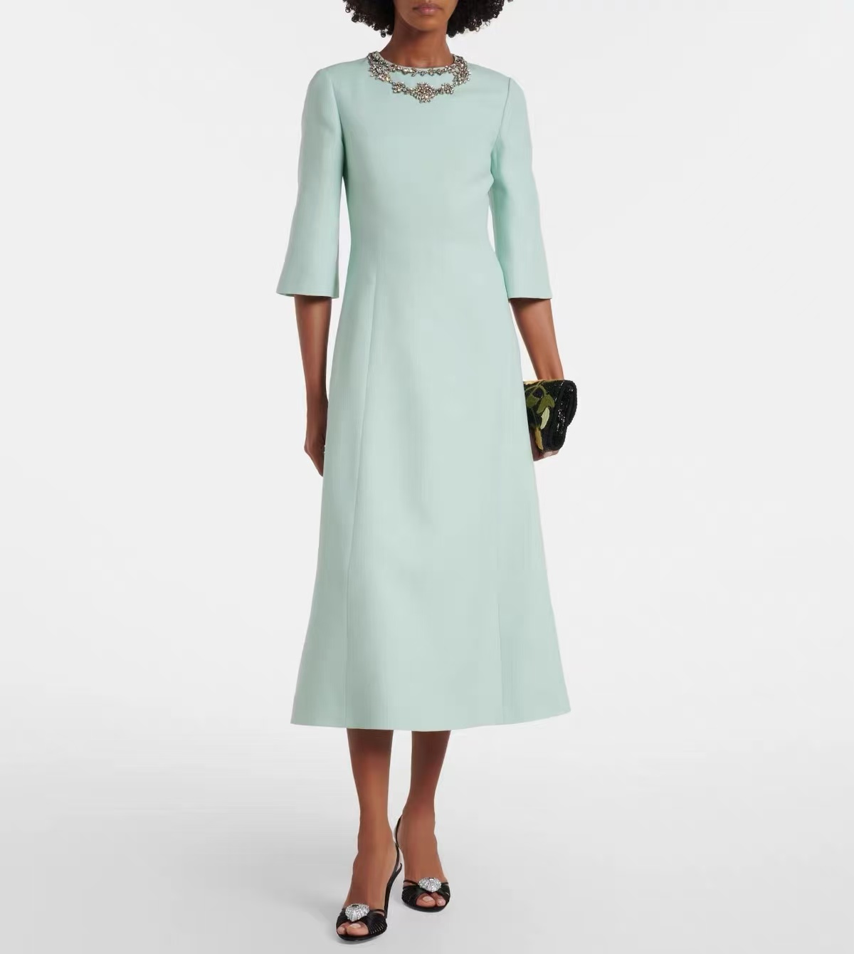 Premium Silk Wool Mint Green W - огляд і ціна Midi Dress