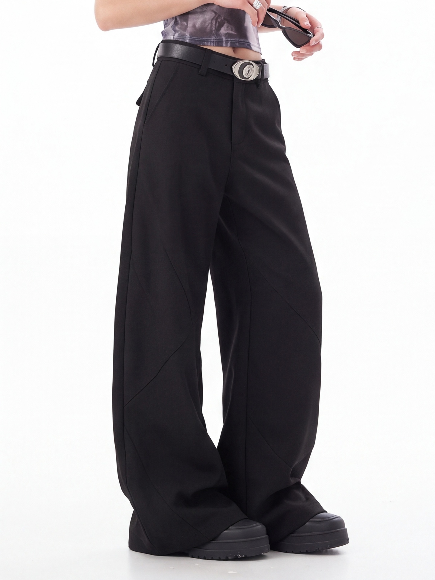 Black High Waist Trousers for  - огляд і ціна Tailored Trouser Wide